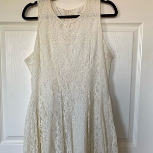 H&M Sleeveless Off-White Lace Dress, Size 12